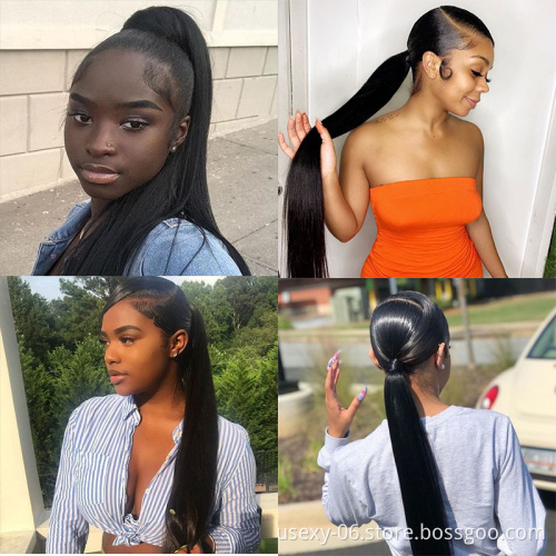 Best Selling Unprocessed Wholesale Virgin Cuticle Aligned Hair Extensions 100% Brazilian Human Hair Wrap Around Ponytail